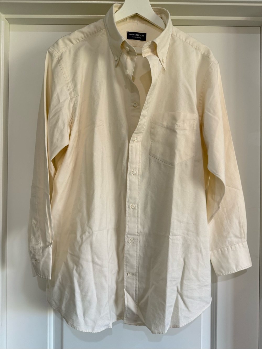 Spier & Mackay Men’s Cream Button-Down Dress Shirt